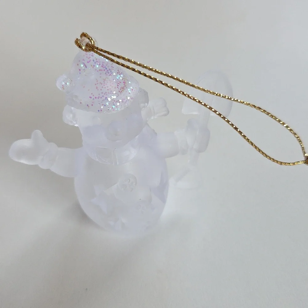 Frosted Snowman Ornament with Glitter Hat